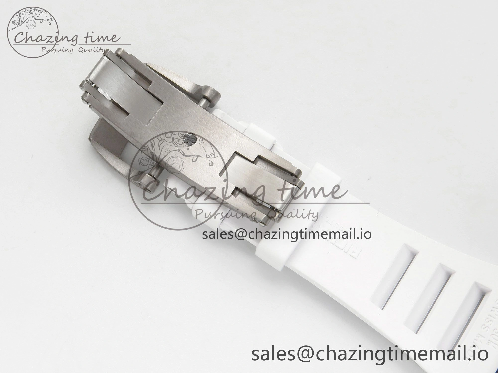 ComfortFit RM055 NTPT Ti MLF 1:1 Best Edition White Bezel White Crown on Rubber Strap RMUL2 Super Clone 9173