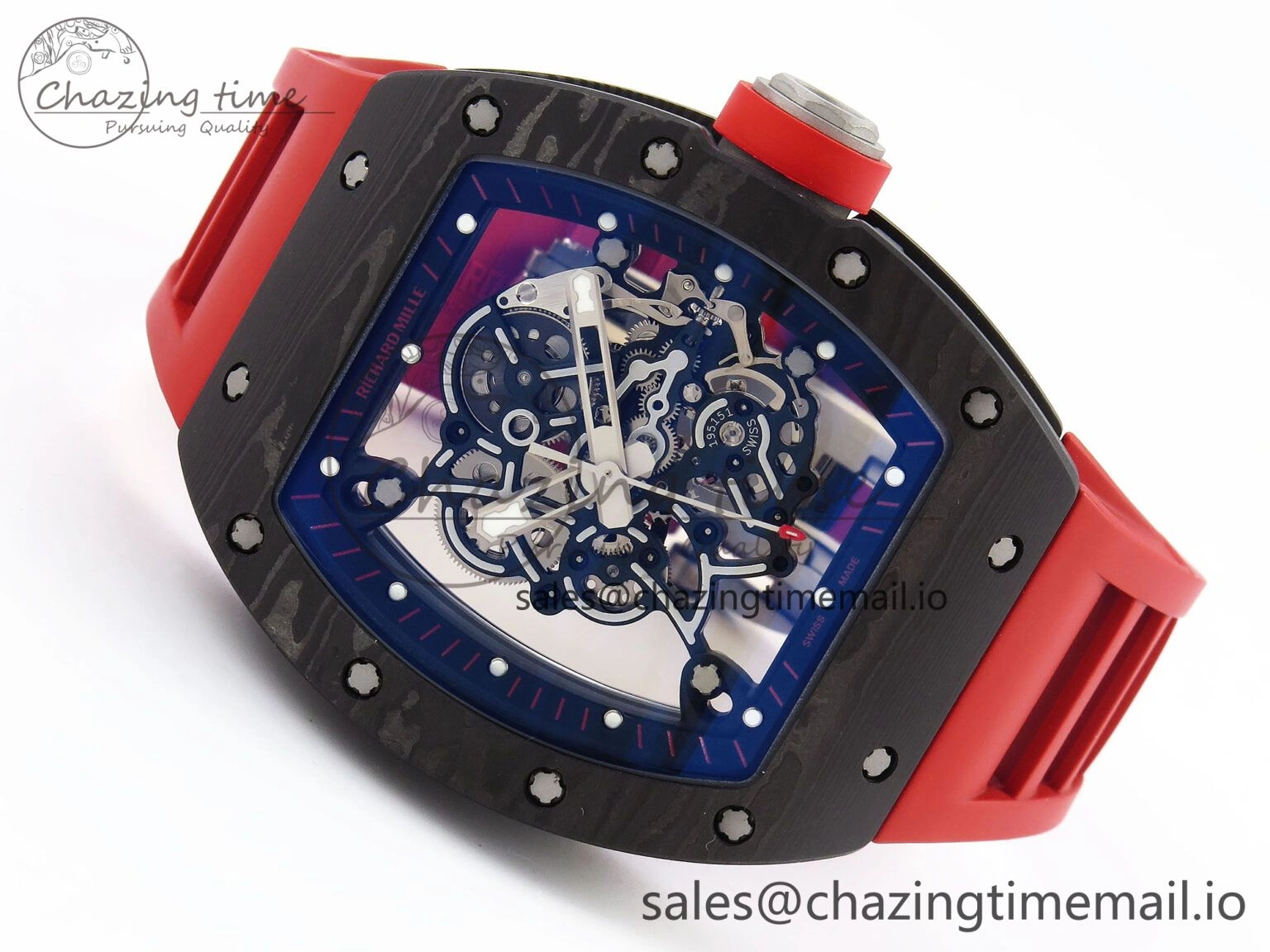 RM055 NTPT Ti ZF 1:1 Best Edition Black Bezel Black Crown on Rubber Strap RMUL2 Super Clone WrinkleFree 9277