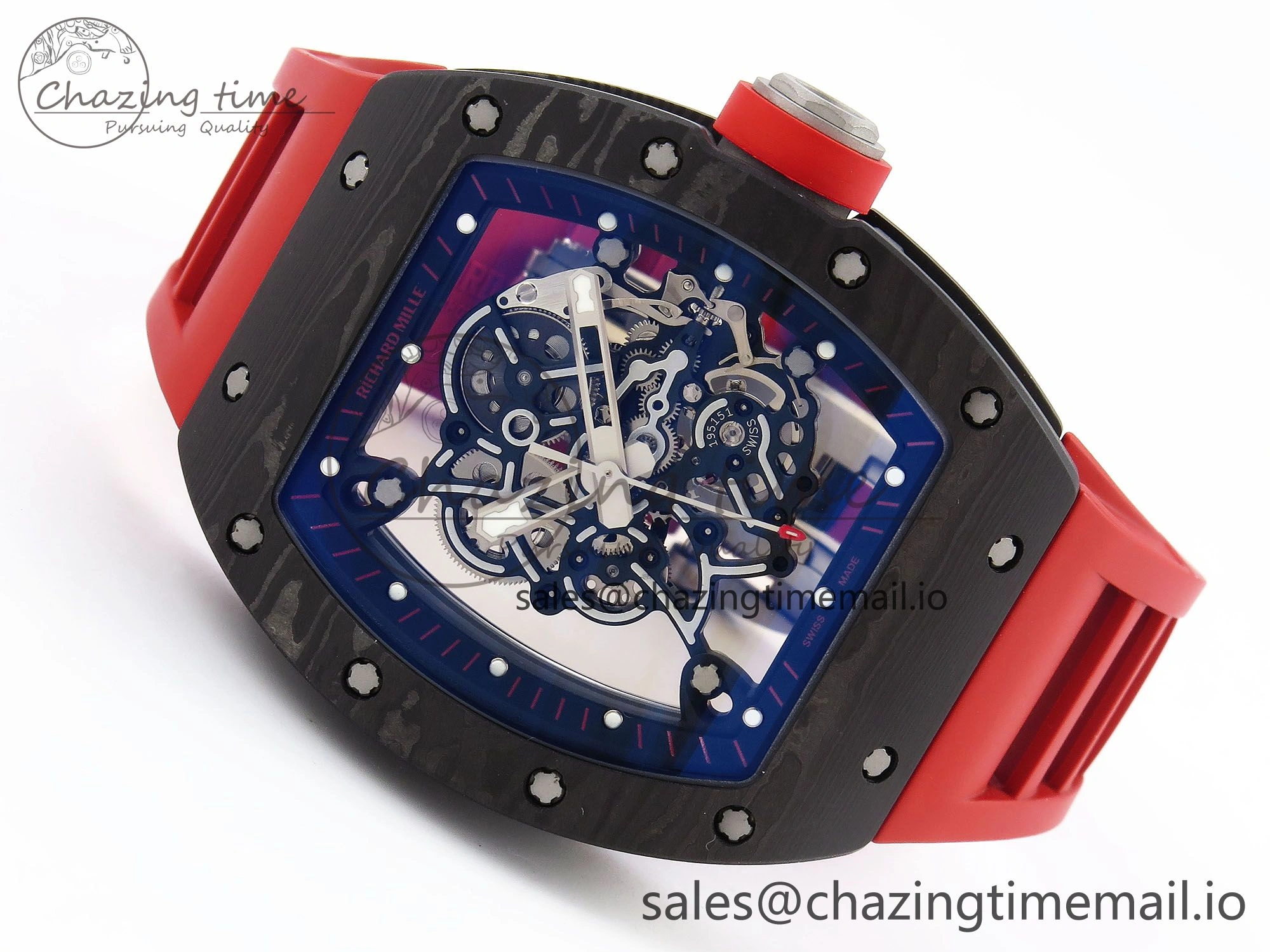 RM055 NTPT Ti ZF 1:1 Best Edition Black Bezel Black Crown on Rubber Strap RMUL2 Super Clone WrinkleFree 9277