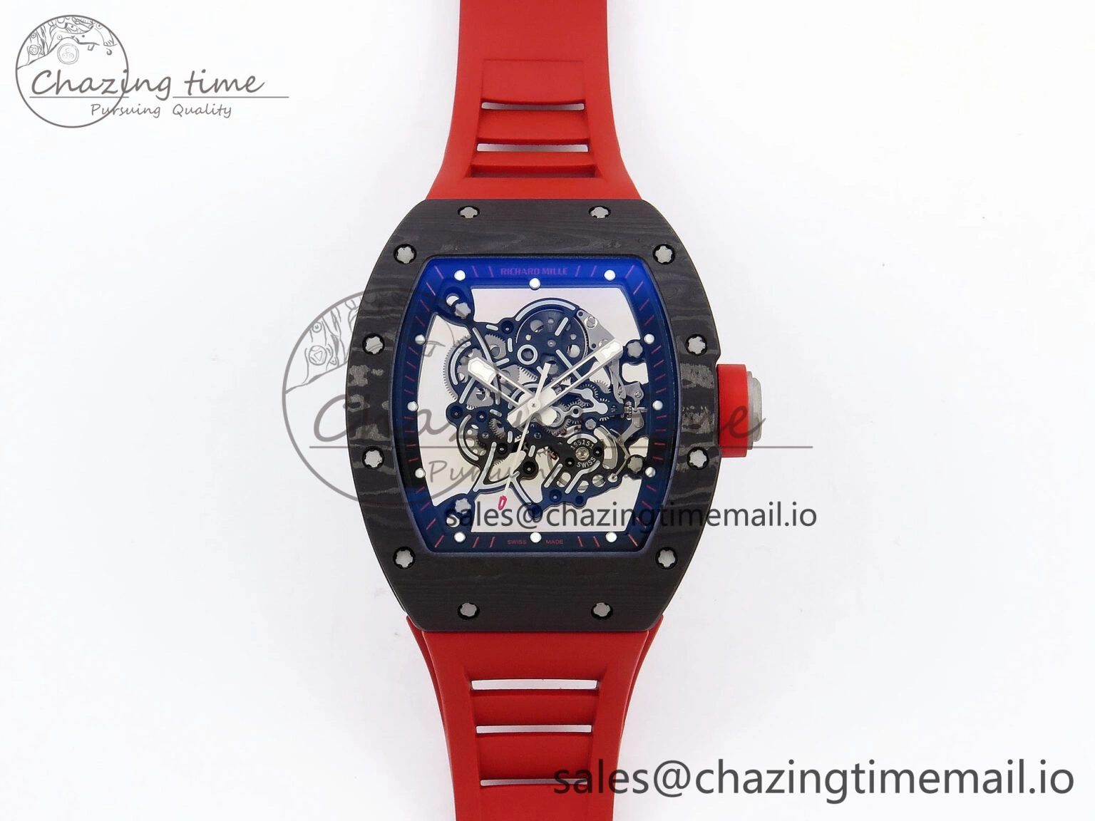 RM055 NTPT Ti ZF 1:1 Best Edition Black Bezel Black Crown on Rubber Strap RMUL2 Super Clone WrinkleFree 9277