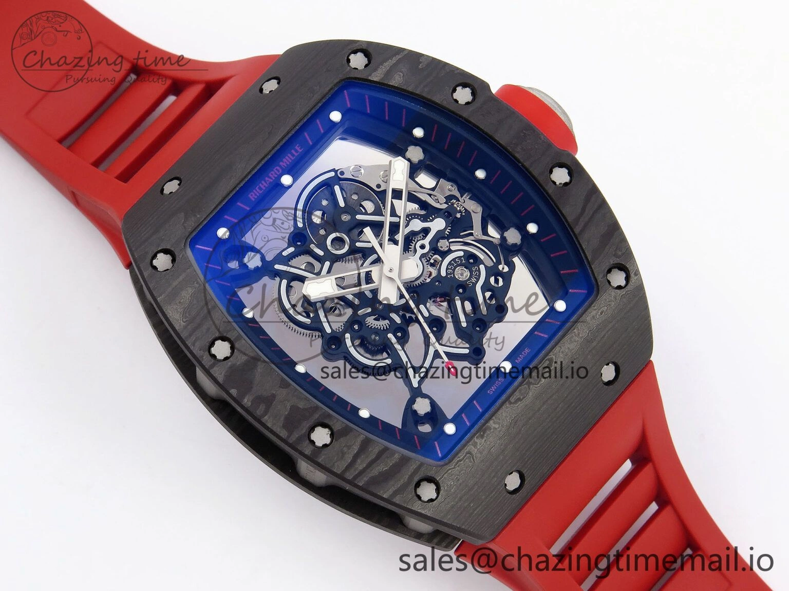 RM055 NTPT Ti ZF 1:1 Best Edition Black Bezel Black Crown on Rubber Strap RMUL2 Super Clone WrinkleFree 9277