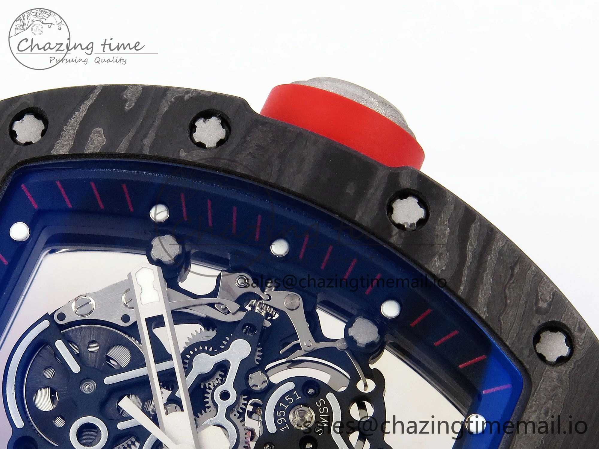 RM055 NTPT Ti ZF 1:1 Best Edition Black Bezel Black Crown on Rubber Strap RMUL2 Super Clone WrinkleFree 9277