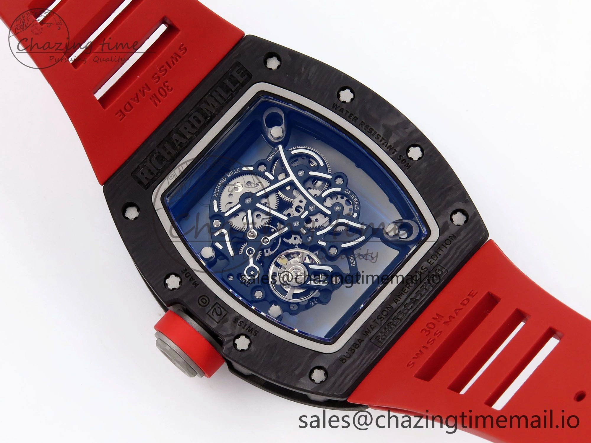 RM055 NTPT Ti ZF 1:1 Best Edition Black Bezel Black Crown on Rubber Strap RMUL2 Super Clone WrinkleFree 9277