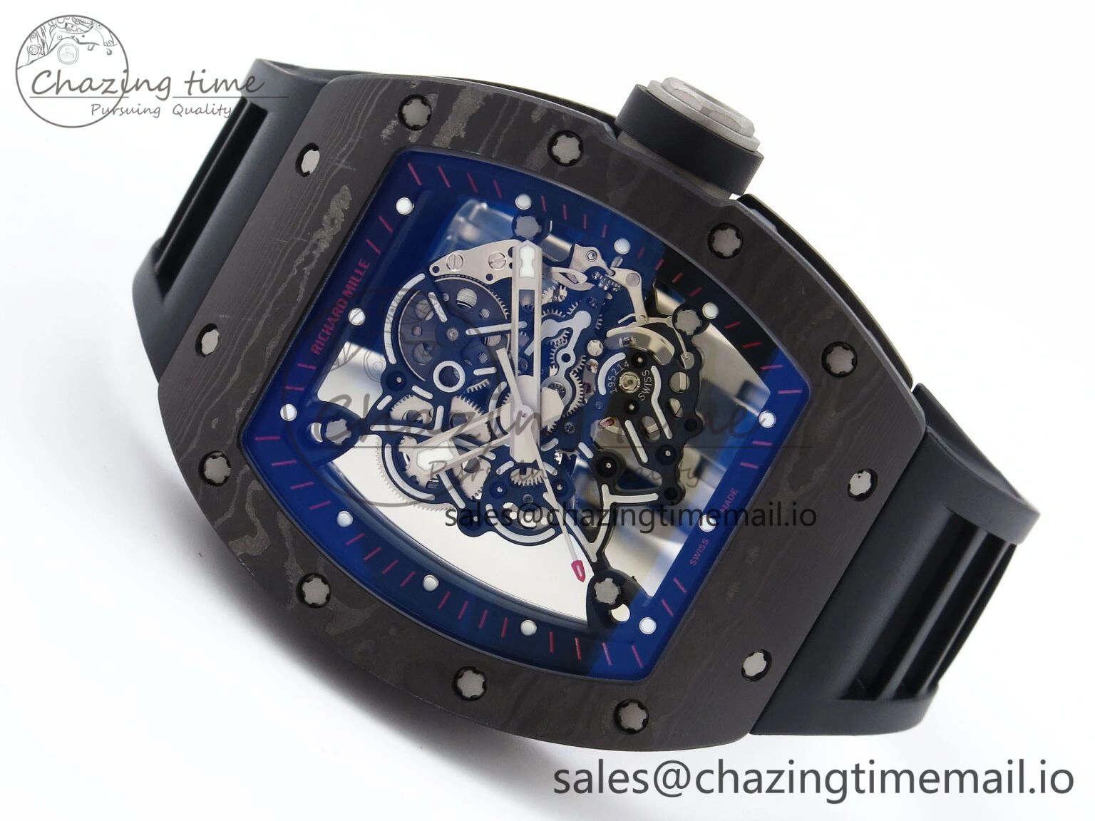 Comfortable RM055 NTPT Ti ZF 1:1 Best Edition Black Bezel Black Crown on Rubber Strap RMUL2 Super Clone 9271