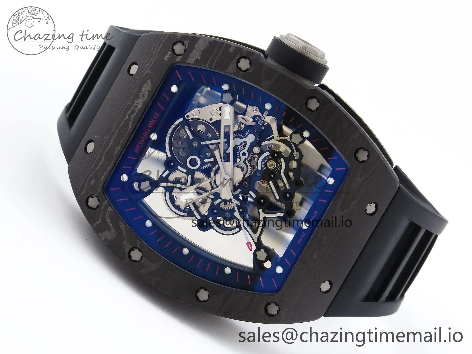 Comfortable RM055 NTPT Ti ZF 1:1 Best Edition Black Bezel Black Crown on Rubber Strap RMUL2 Super Clone 9271