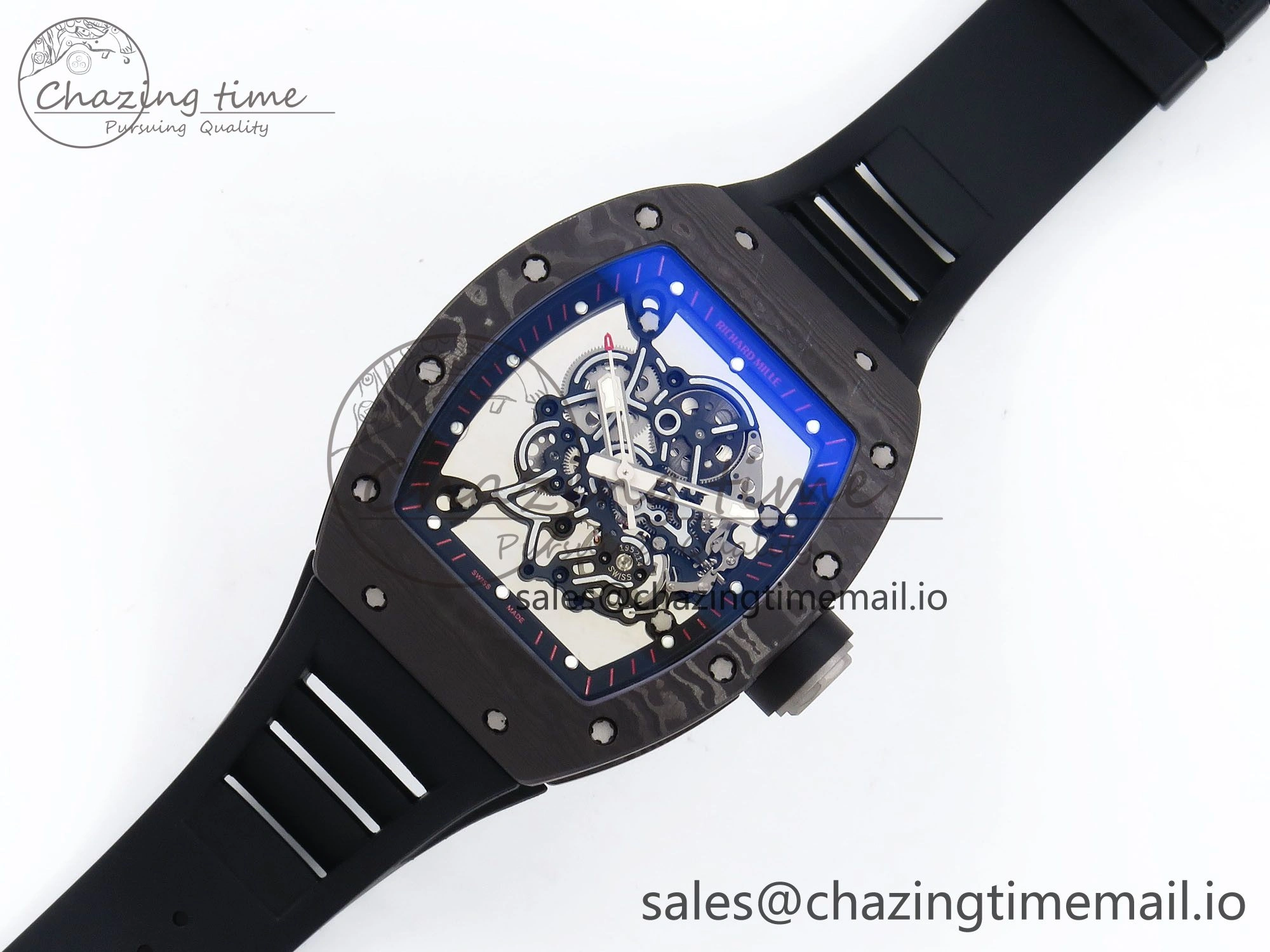 Comfortable RM055 NTPT Ti ZF 1:1 Best Edition Black Bezel Black Crown on Rubber Strap RMUL2 Super Clone 9271