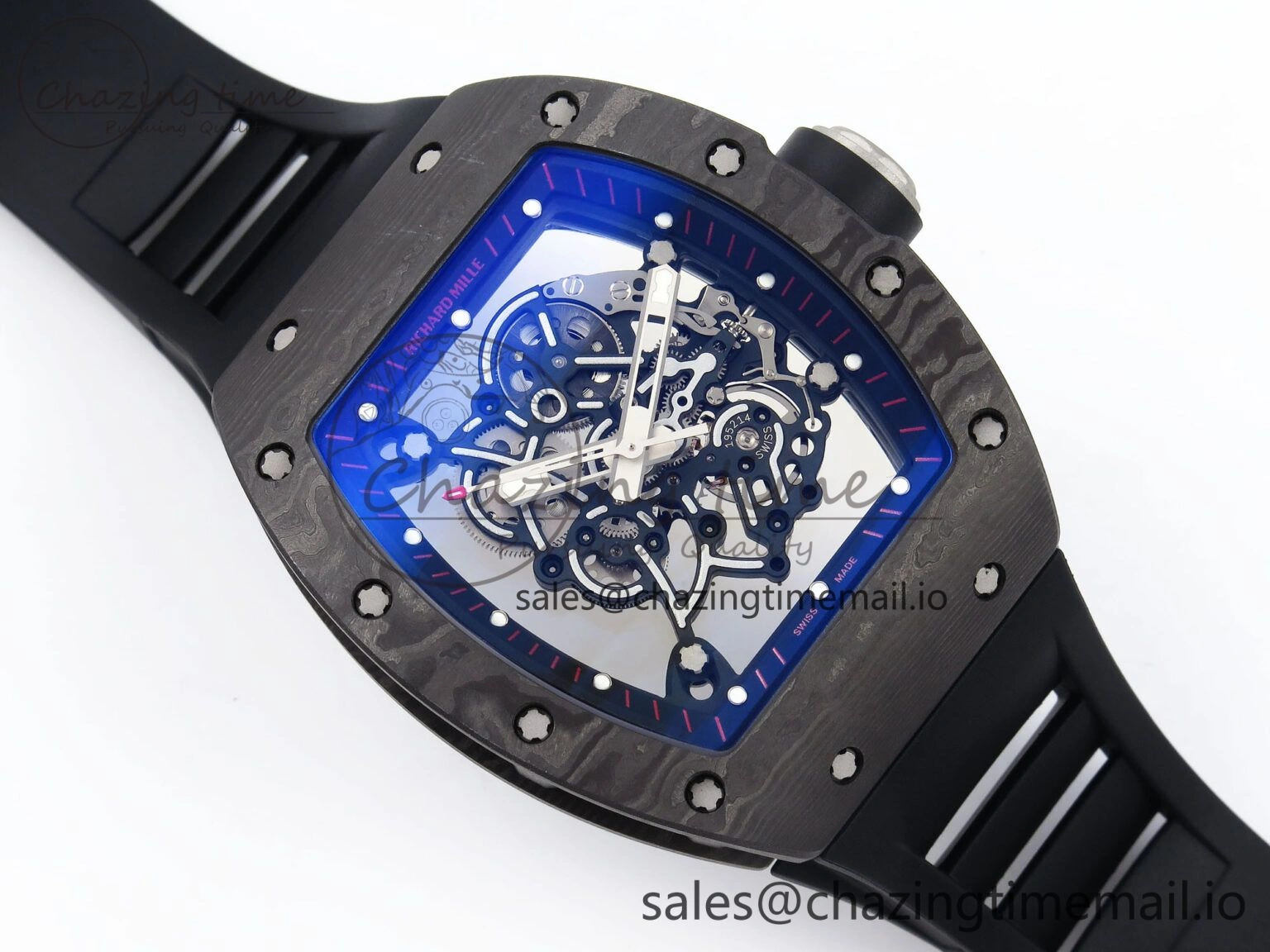 Comfortable RM055 NTPT Ti ZF 1:1 Best Edition Black Bezel Black Crown on Rubber Strap RMUL2 Super Clone 9271