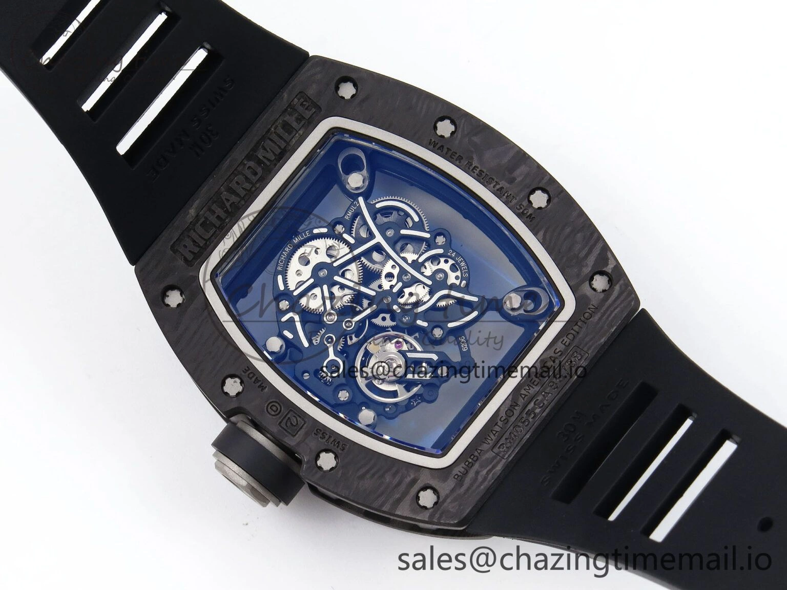 Comfortable RM055 NTPT Ti ZF 1:1 Best Edition Black Bezel Black Crown on Rubber Strap RMUL2 Super Clone 9271