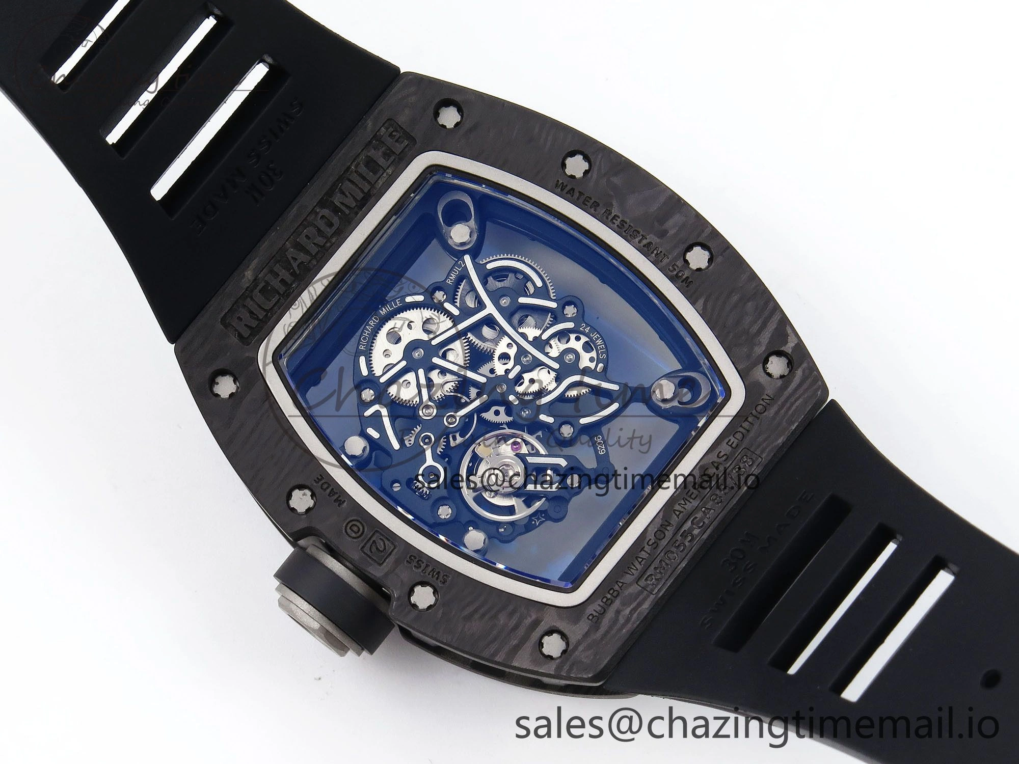 Comfortable RM055 NTPT Ti ZF 1:1 Best Edition Black Bezel Black Crown on Rubber Strap RMUL2 Super Clone 9271