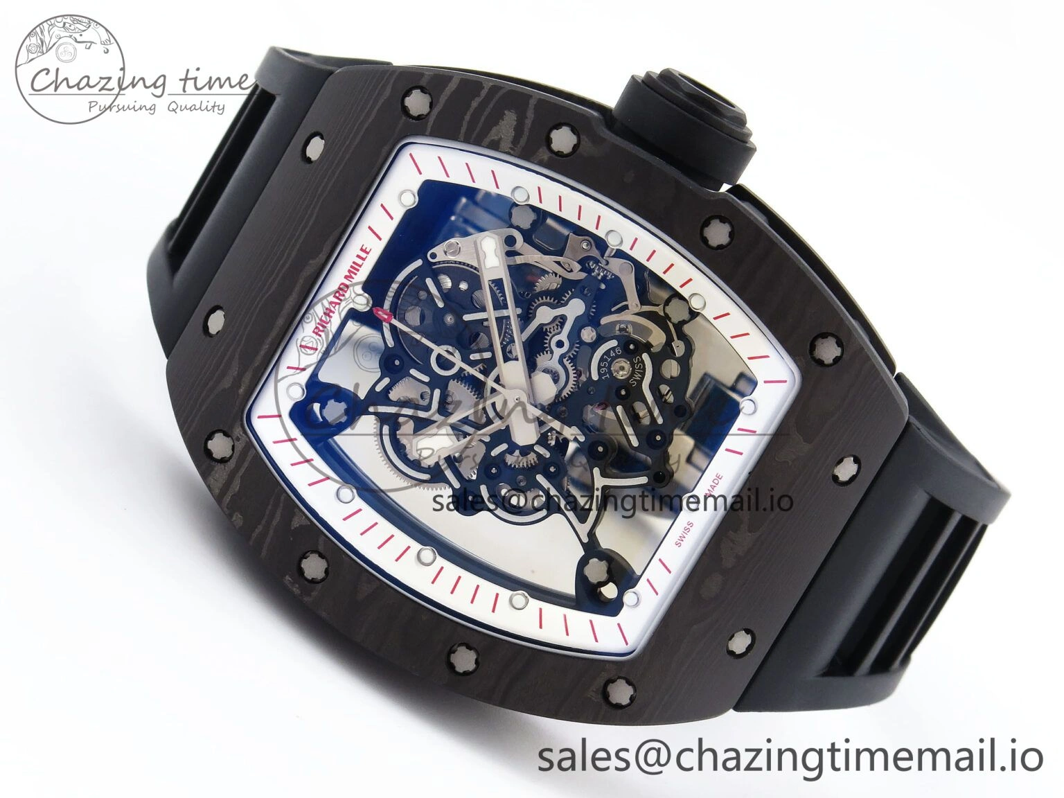 RM055 NTPT Ti ZF 1:1 Best Edition White Bezel Black Crown on Rubber Strap RMUL2 Super Clone RelaxedFit 9274