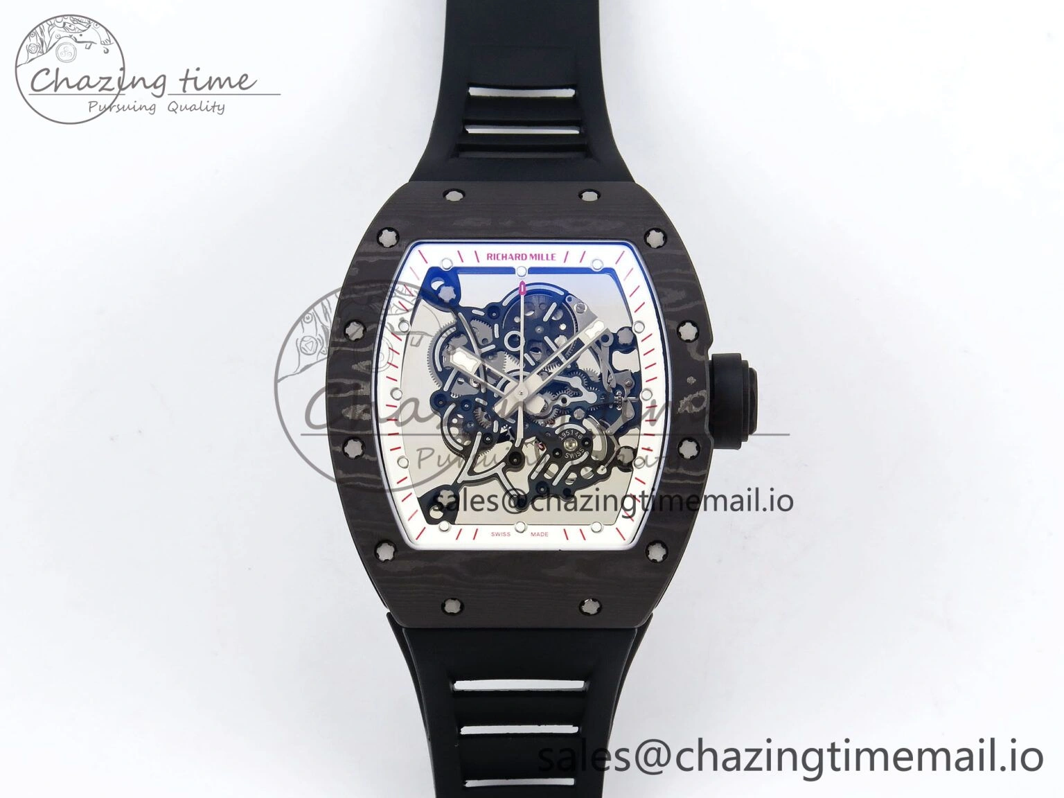 RM055 NTPT Ti ZF 1:1 Best Edition White Bezel Black Crown on Rubber Strap RMUL2 Super Clone RelaxedFit 9274