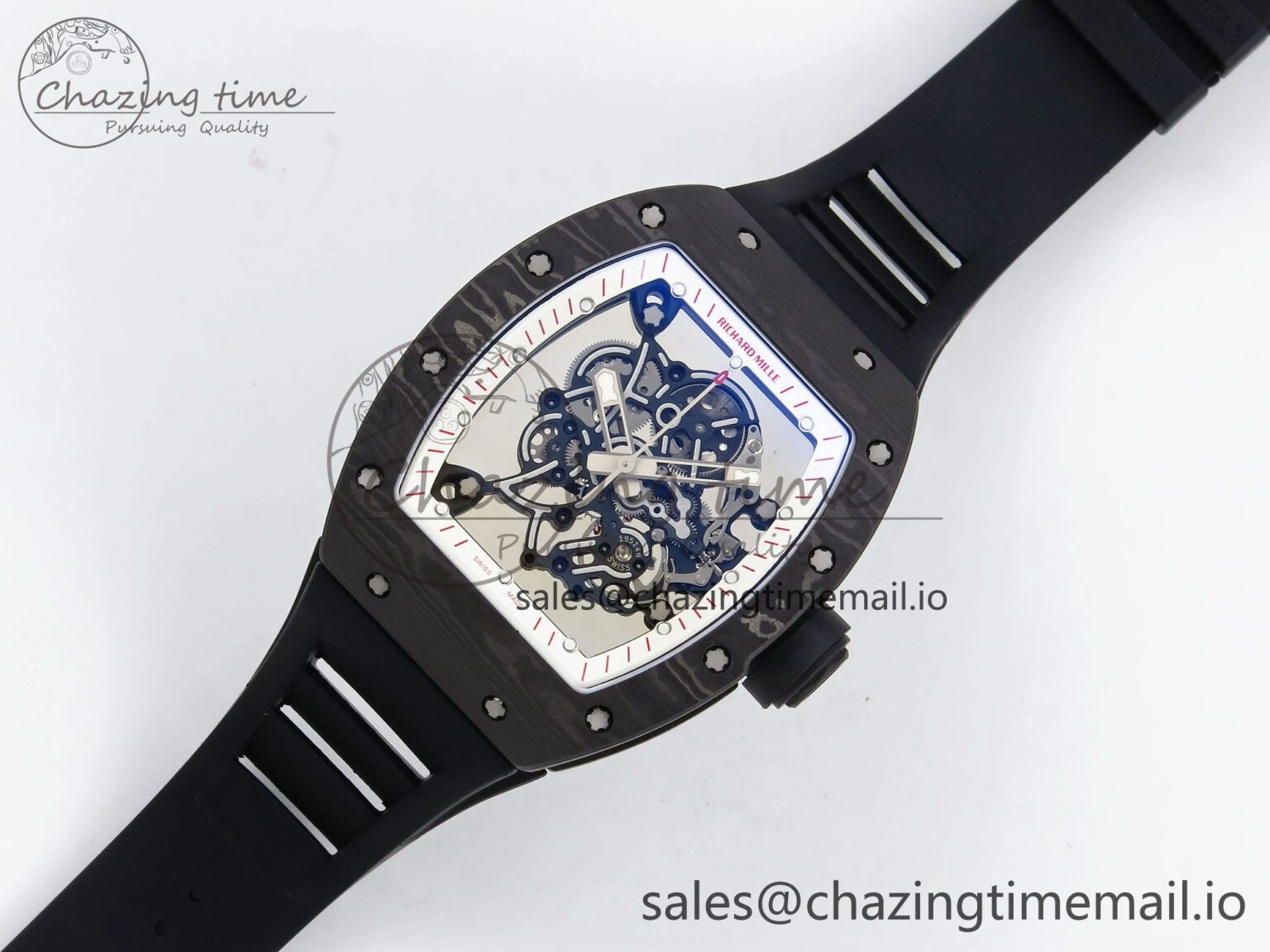 RM055 NTPT Ti ZF 1:1 Best Edition White Bezel Black Crown on Rubber Strap RMUL2 Super Clone RelaxedFit 9274
