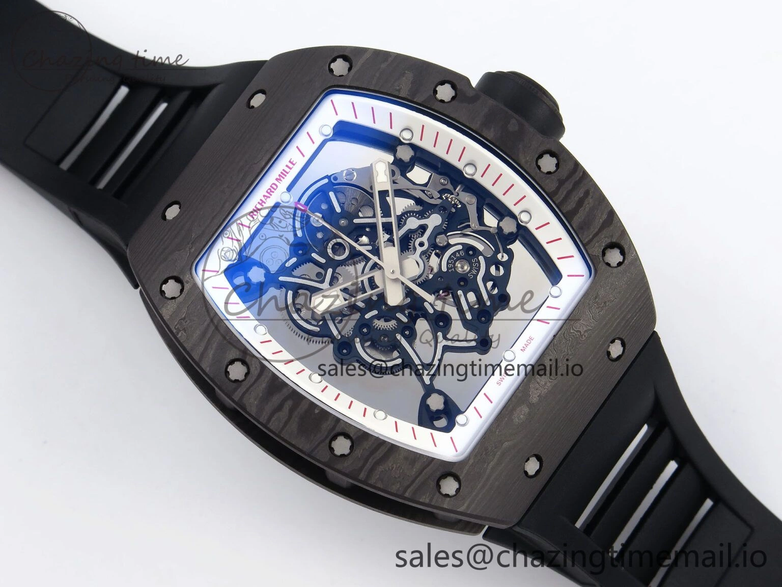 RM055 NTPT Ti ZF 1:1 Best Edition White Bezel Black Crown on Rubber Strap RMUL2 Super Clone RelaxedFit 9274