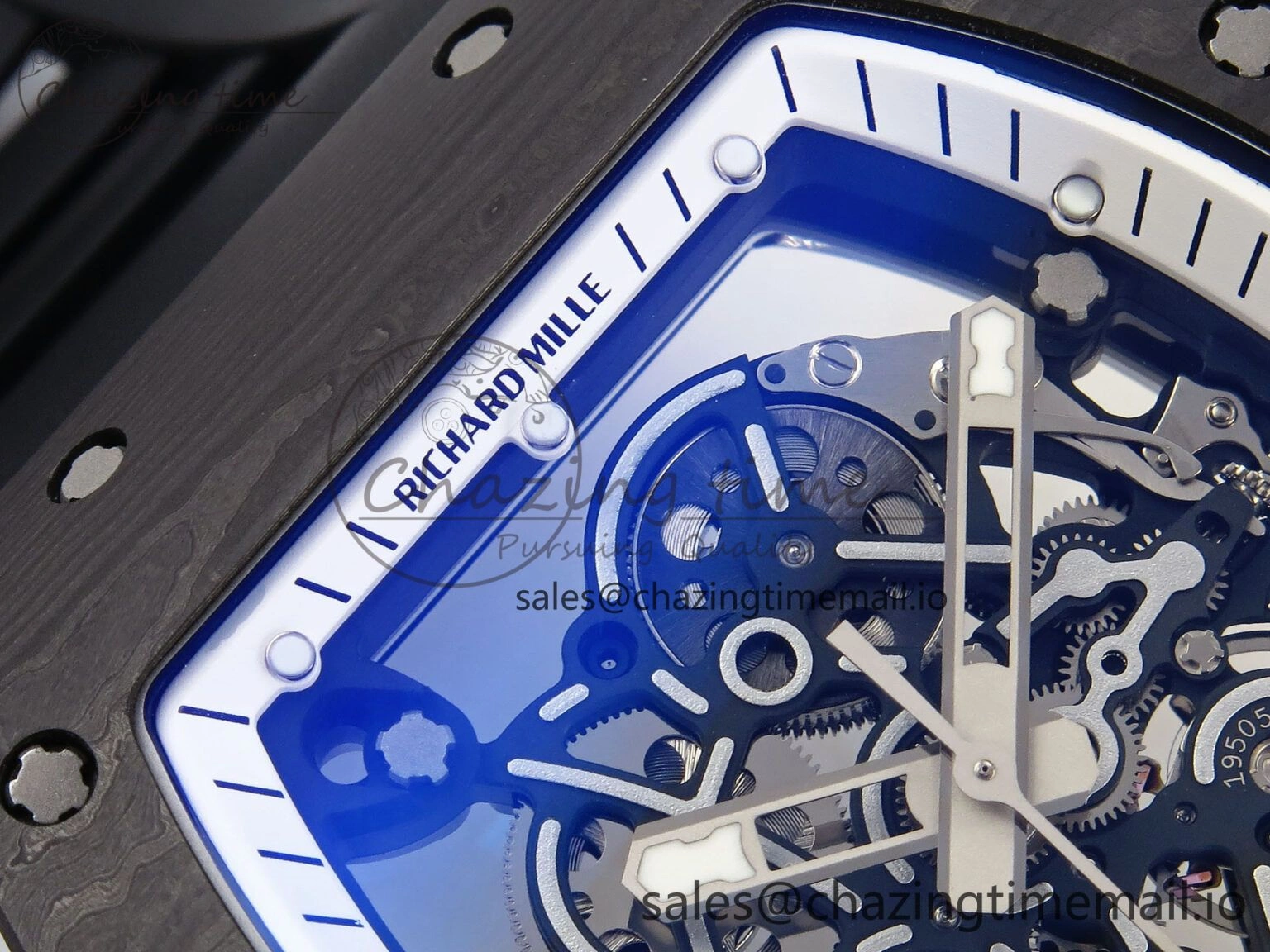 Packable RM055 NTPT Ti ZF 1:1 Best Edition White Bezel Black Crown on Rubber Strap RMUL2 Super Clone 9272