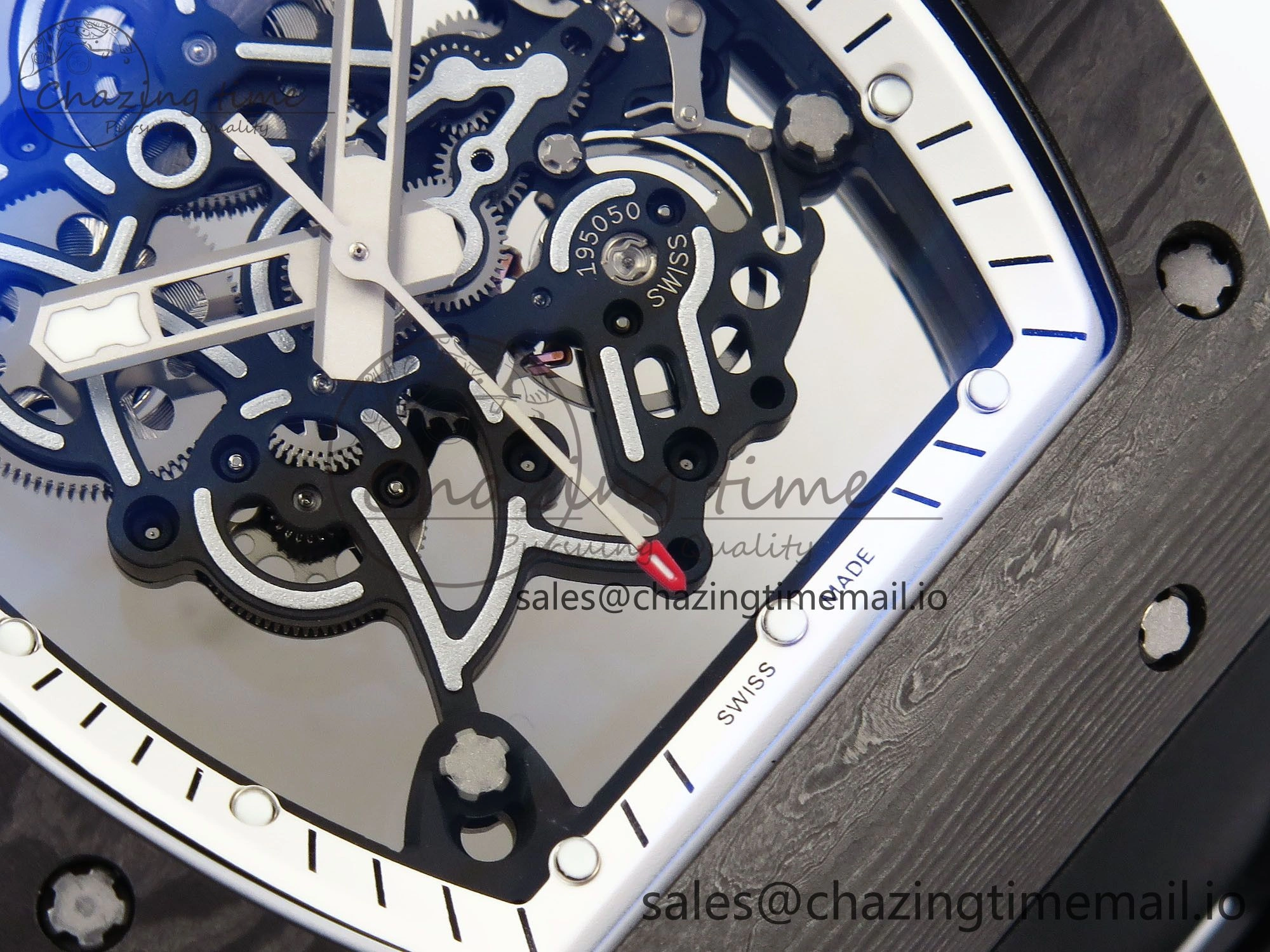 Packable RM055 NTPT Ti ZF 1:1 Best Edition White Bezel Black Crown on Rubber Strap RMUL2 Super Clone 9272