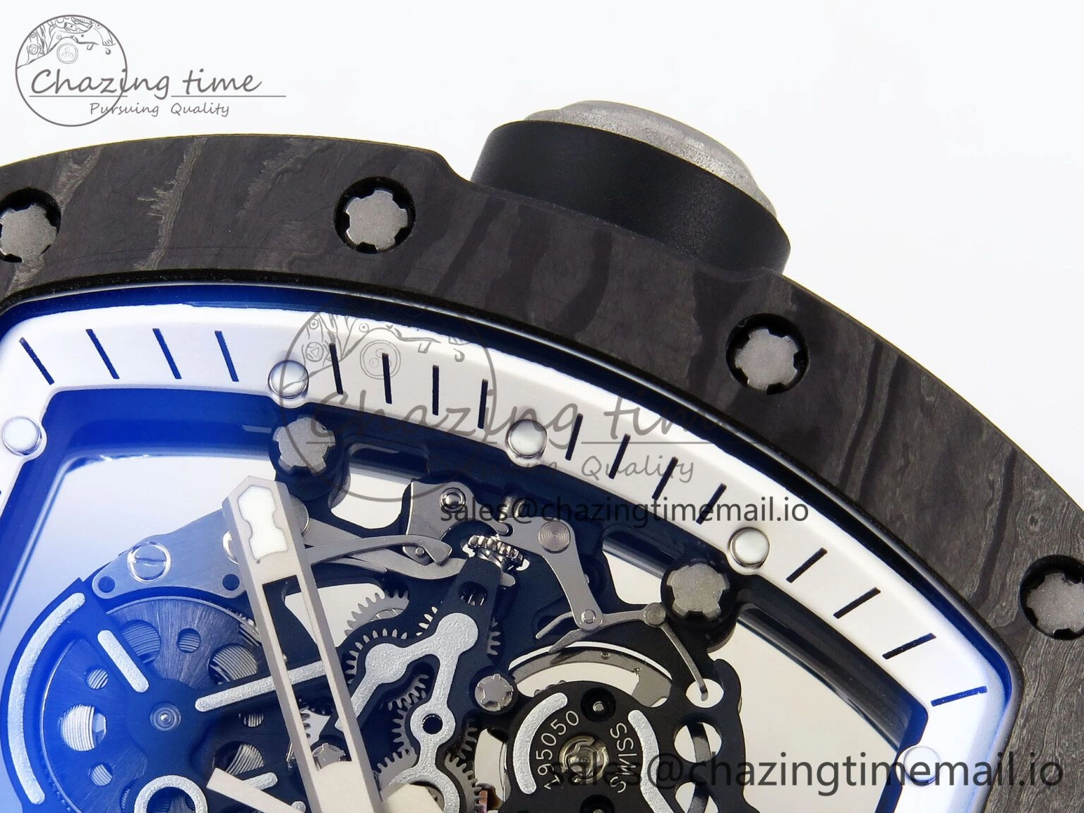 Packable RM055 NTPT Ti ZF 1:1 Best Edition White Bezel Black Crown on Rubber Strap RMUL2 Super Clone 9272