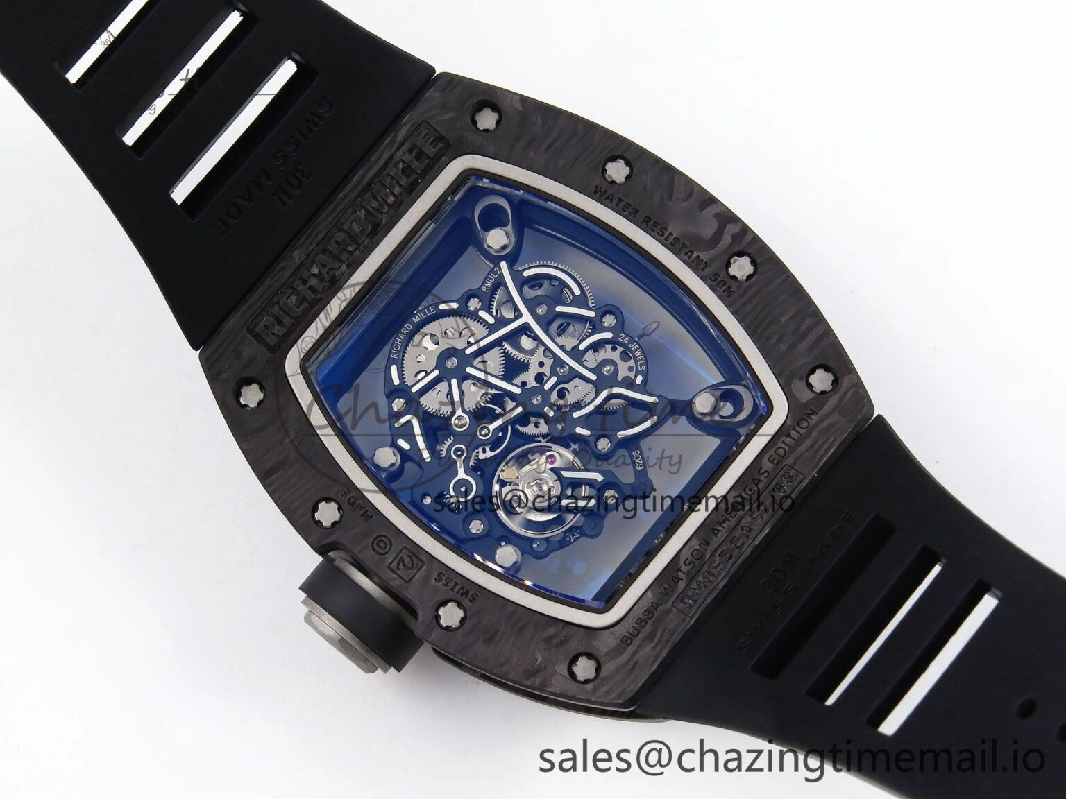 Packable RM055 NTPT Ti ZF 1:1 Best Edition White Bezel Black Crown on Rubber Strap RMUL2 Super Clone 9272