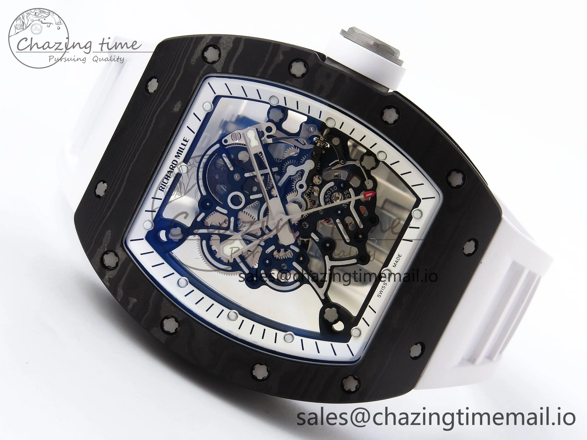 RM055 NTPT Ti ZF 1:1 Best Edition White Bezel White Crown on Rubber Strap RMUL2 Super Clone TechFriendly 9276