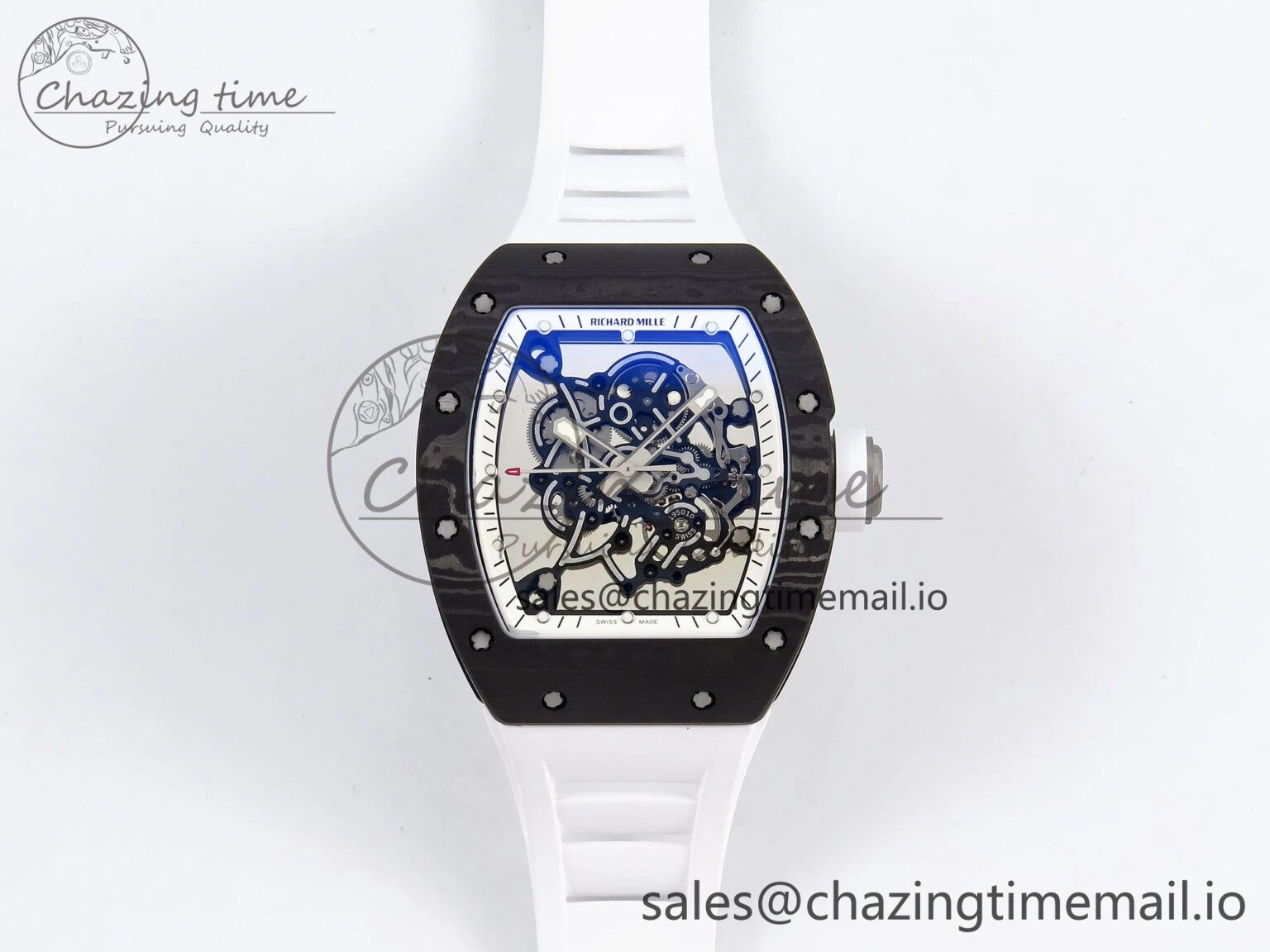 RM055 NTPT Ti ZF 1:1 Best Edition White Bezel White Crown on Rubber Strap RMUL2 Super Clone TechFriendly 9276