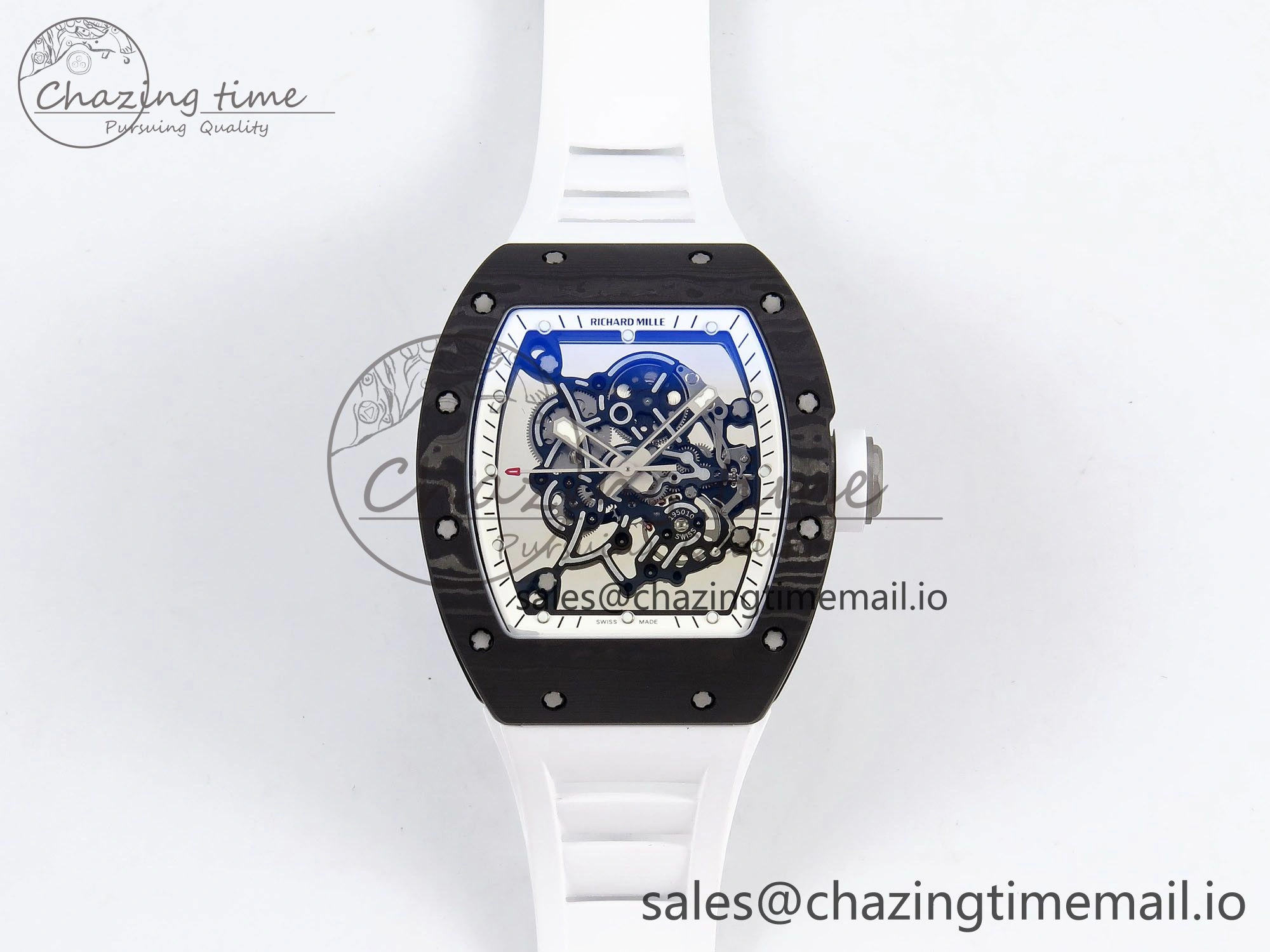 RM055 NTPT Ti ZF 1:1 Best Edition White Bezel White Crown on Rubber Strap RMUL2 Super Clone TechFriendly 9276