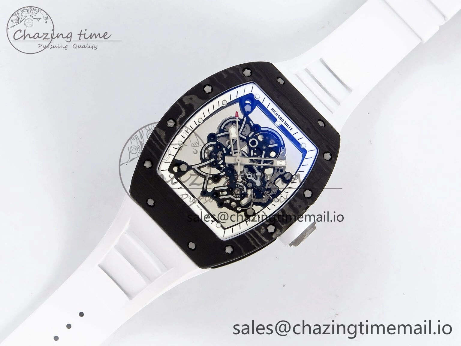 RM055 NTPT Ti ZF 1:1 Best Edition White Bezel White Crown on Rubber Strap RMUL2 Super Clone TechFriendly 9276