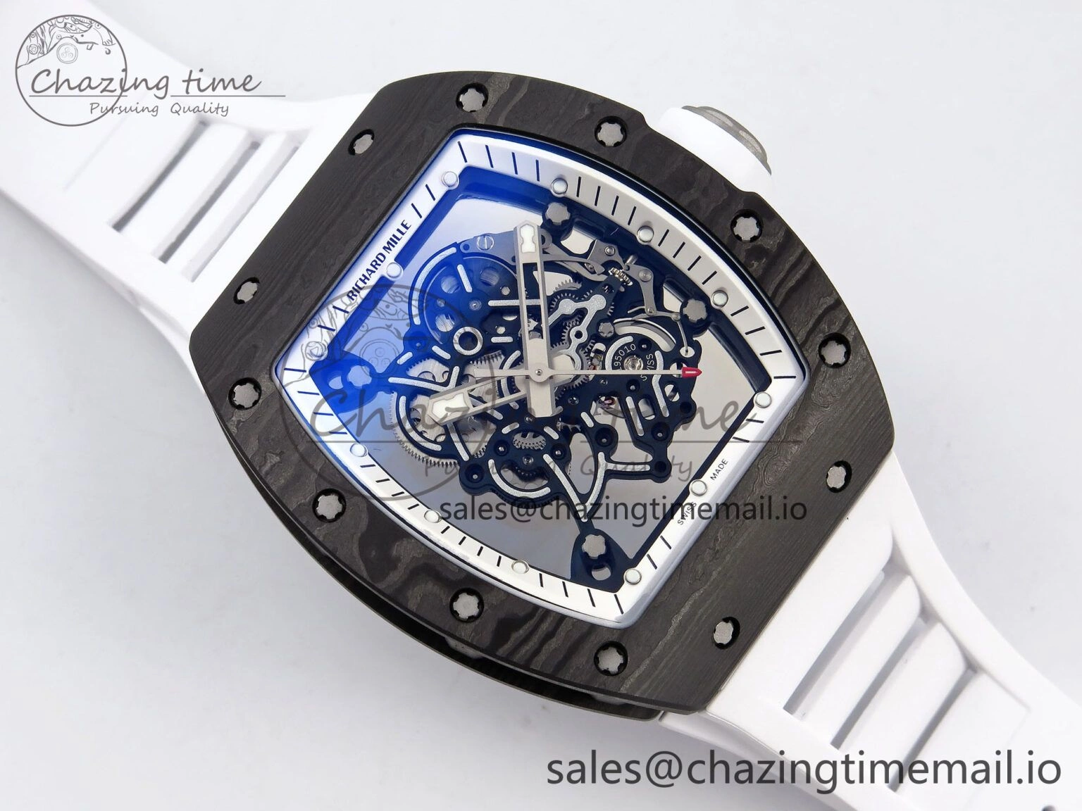 RM055 NTPT Ti ZF 1:1 Best Edition White Bezel White Crown on Rubber Strap RMUL2 Super Clone TechFriendly 9276