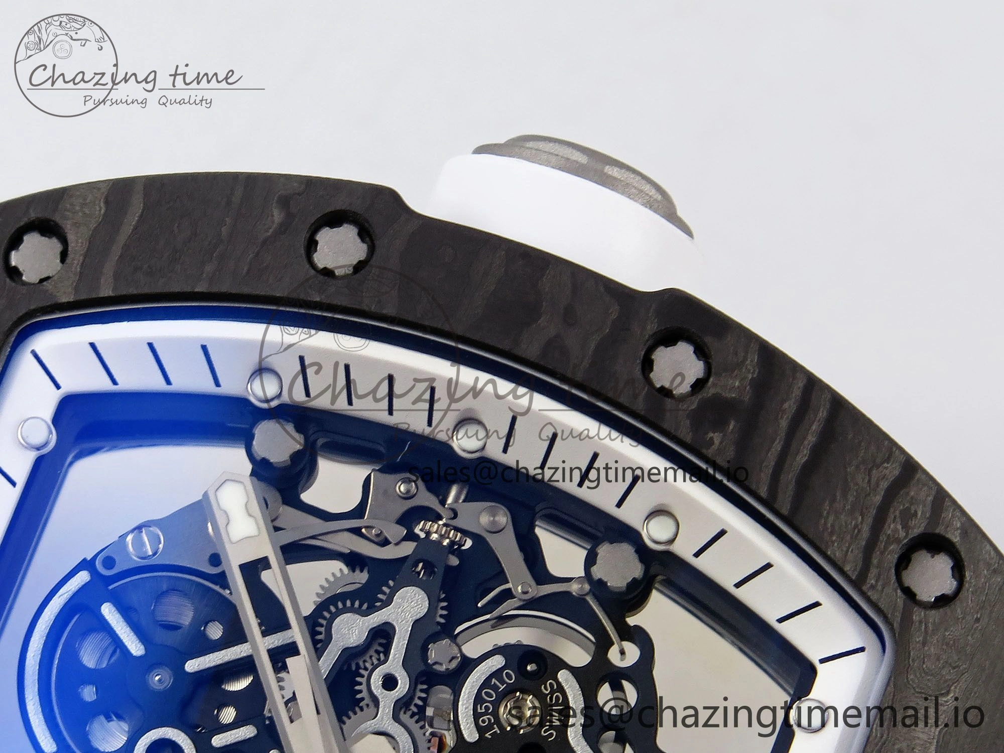 RM055 NTPT Ti ZF 1:1 Best Edition White Bezel White Crown on Rubber Strap RMUL2 Super Clone TechFriendly 9276