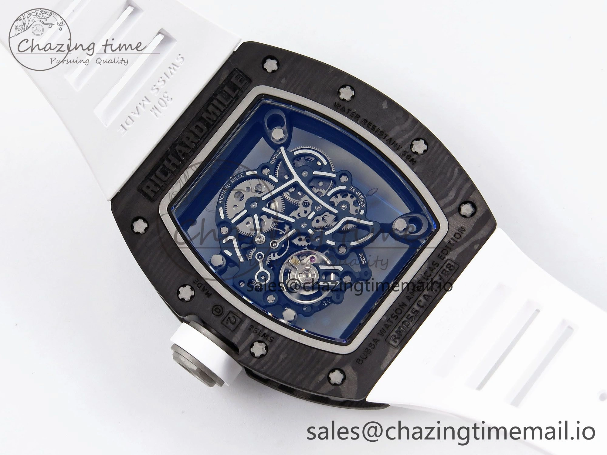 RM055 NTPT Ti ZF 1:1 Best Edition White Bezel White Crown on Rubber Strap RMUL2 Super Clone TechFriendly 9276