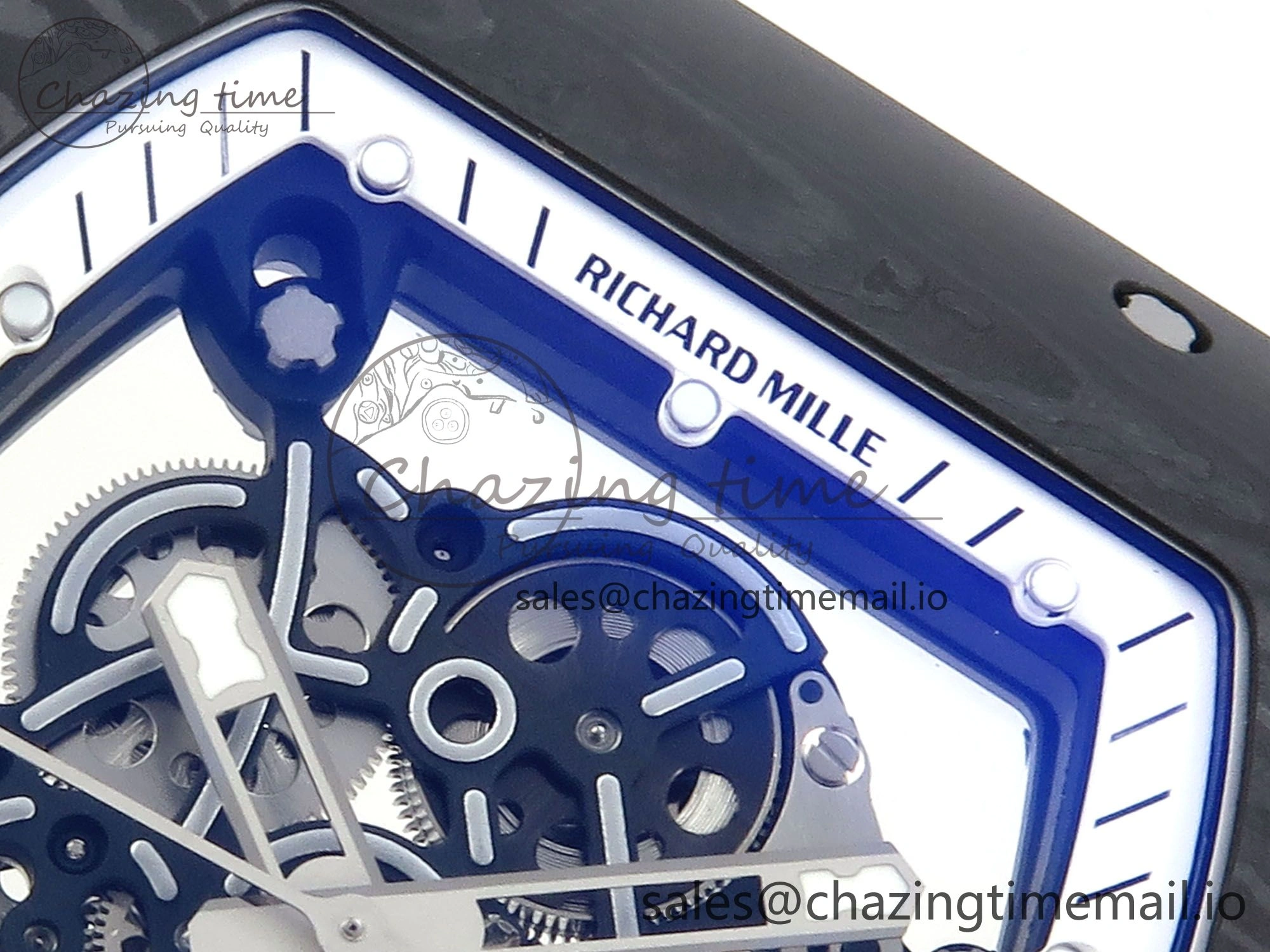 Refined RM055 NTPT Ti ZF 1:1 Best Edition White Bezel White Crown on Shark Rubber Strap RMUL2 Super Clone 9201