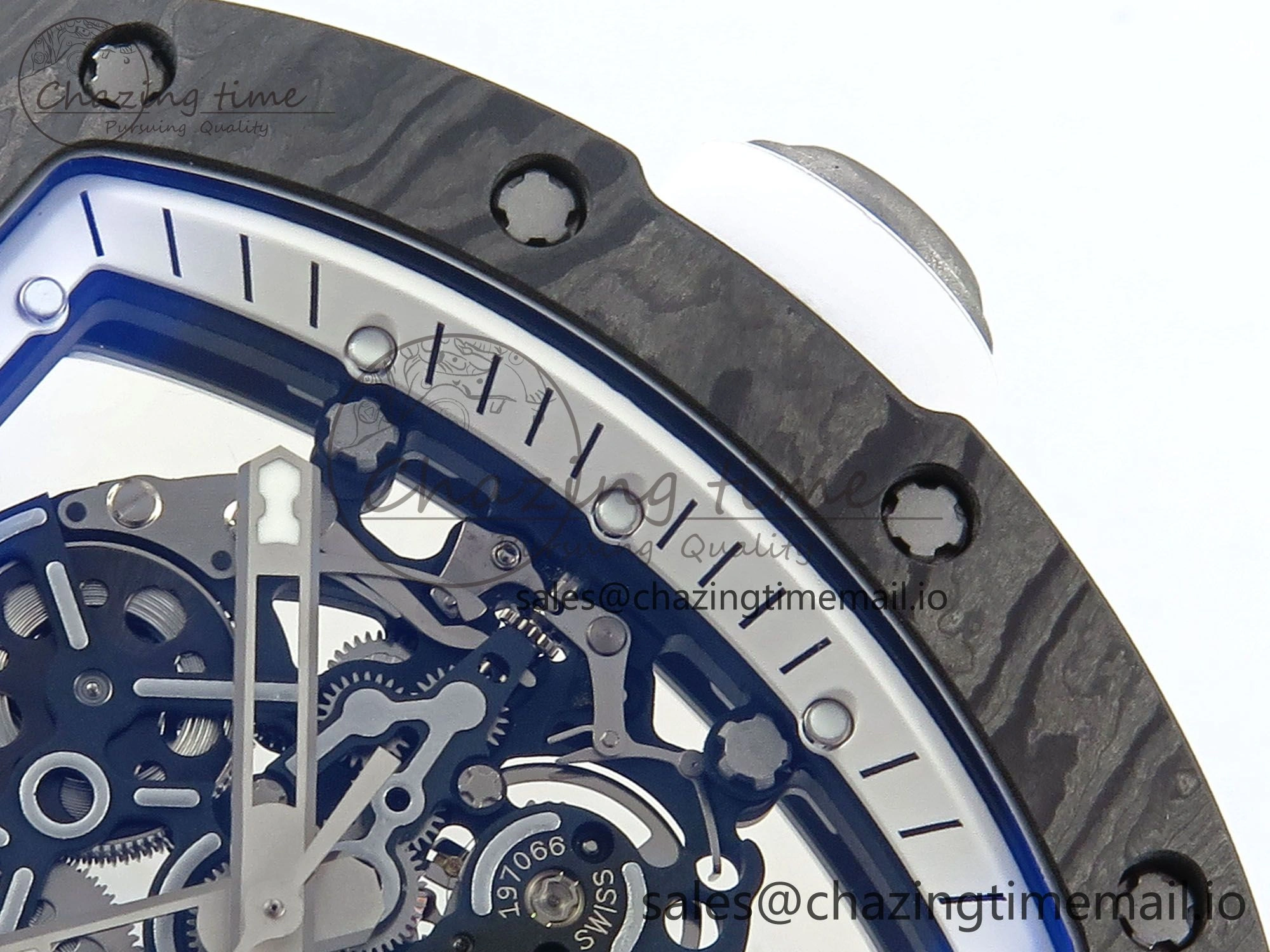 Refined RM055 NTPT Ti ZF 1:1 Best Edition White Bezel White Crown on Shark Rubber Strap RMUL2 Super Clone 9201