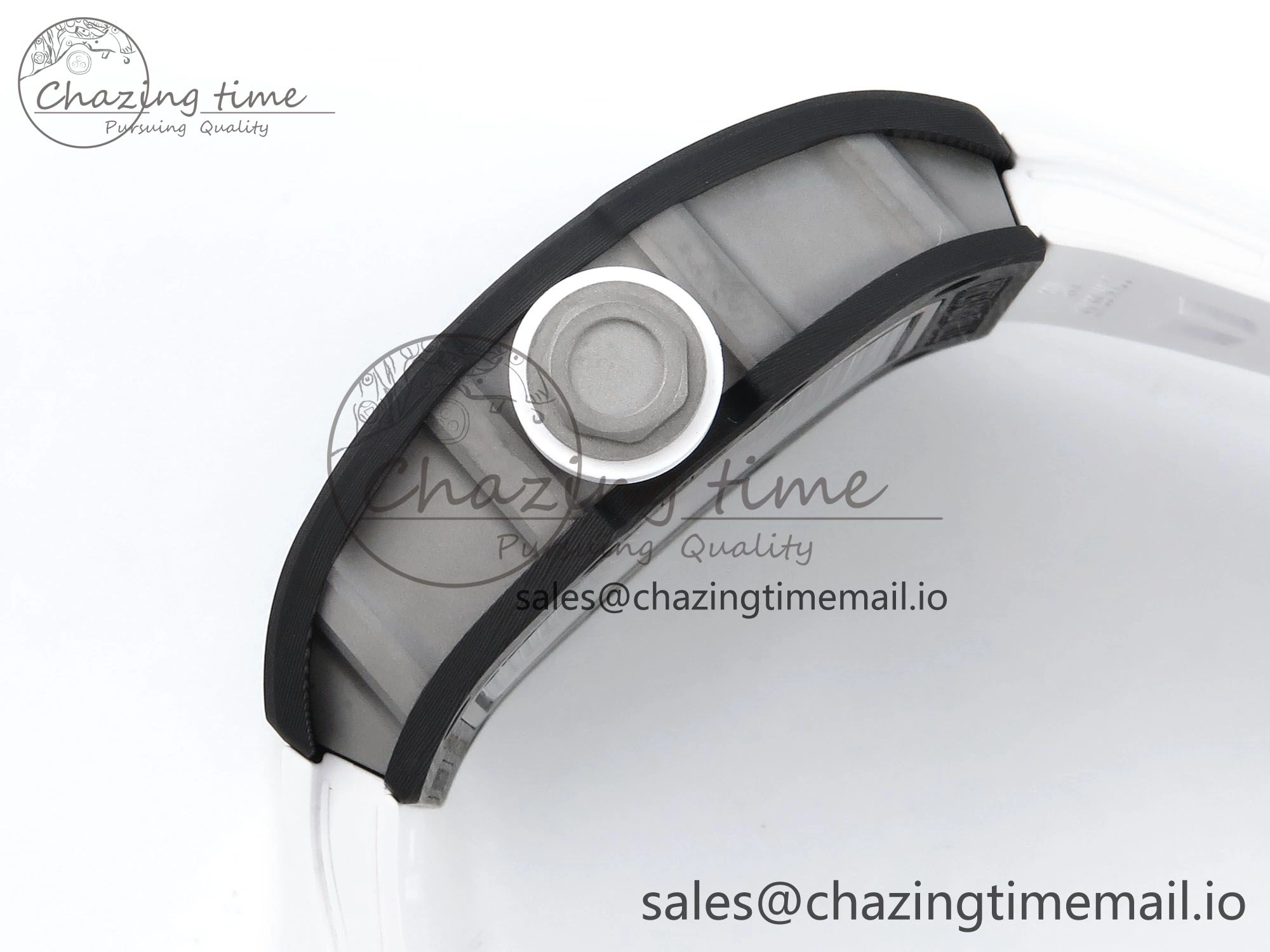 Refined RM055 NTPT Ti ZF 1:1 Best Edition White Bezel White Crown on Shark Rubber Strap RMUL2 Super Clone 9201