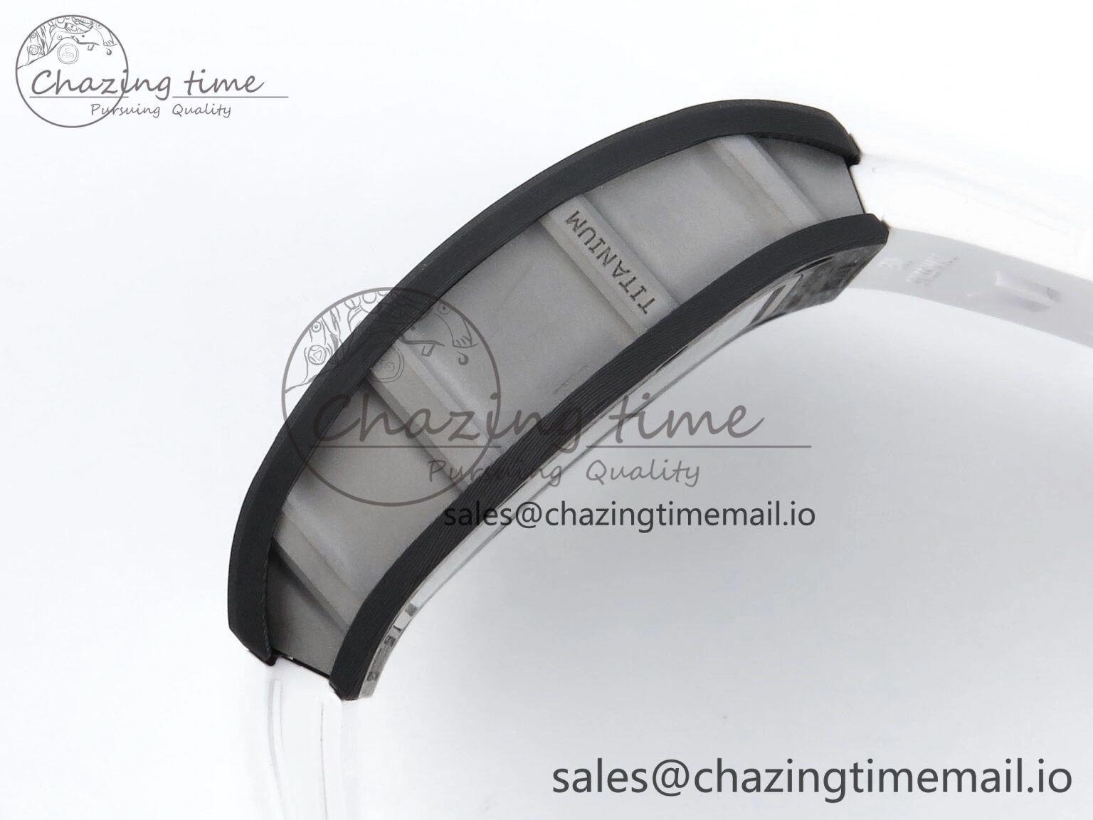 Refined RM055 NTPT Ti ZF 1:1 Best Edition White Bezel White Crown on Shark Rubber Strap RMUL2 Super Clone 9201
