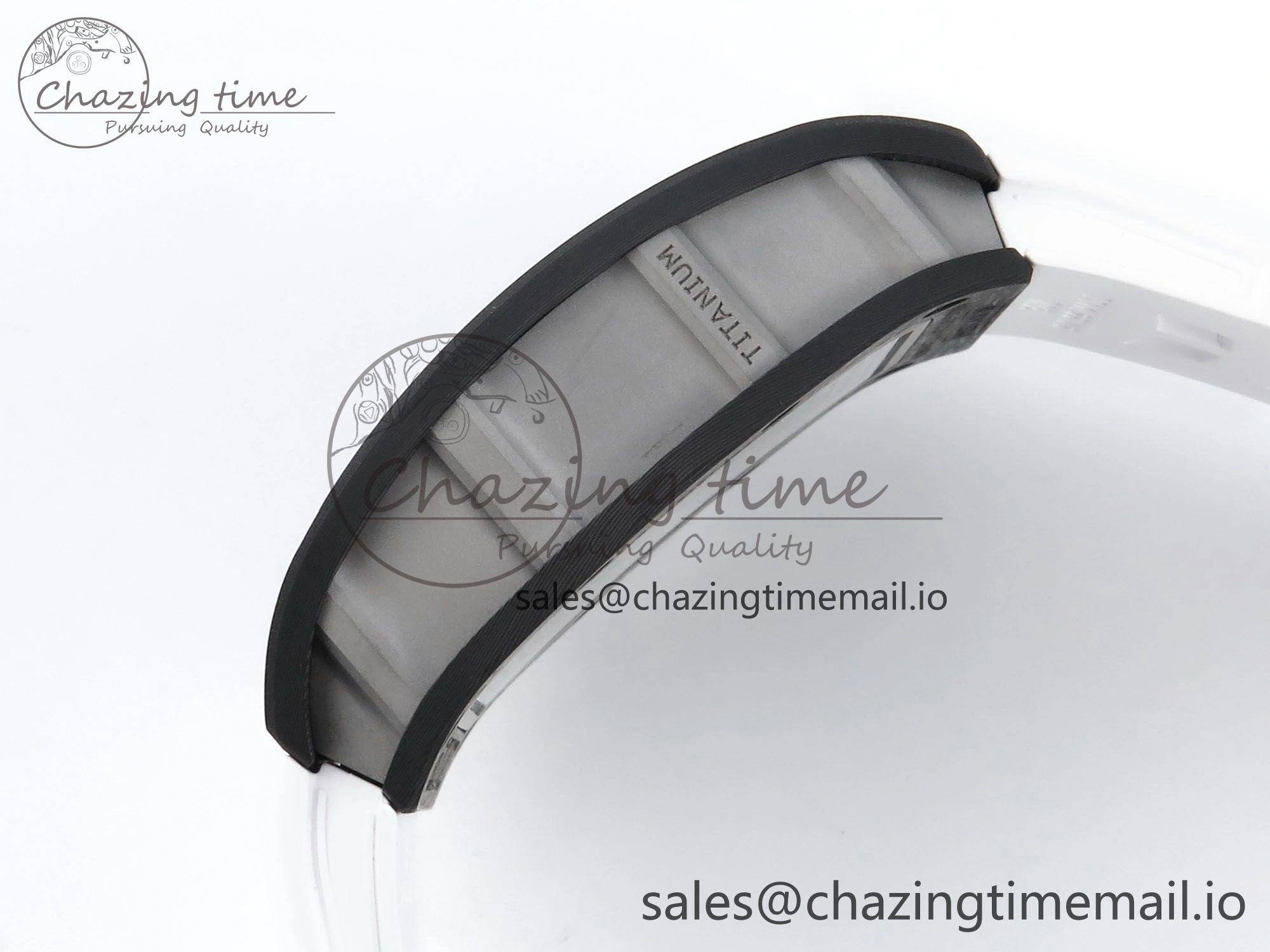 Refined RM055 NTPT Ti ZF 1:1 Best Edition White Bezel White Crown on Shark Rubber Strap RMUL2 Super Clone 9201