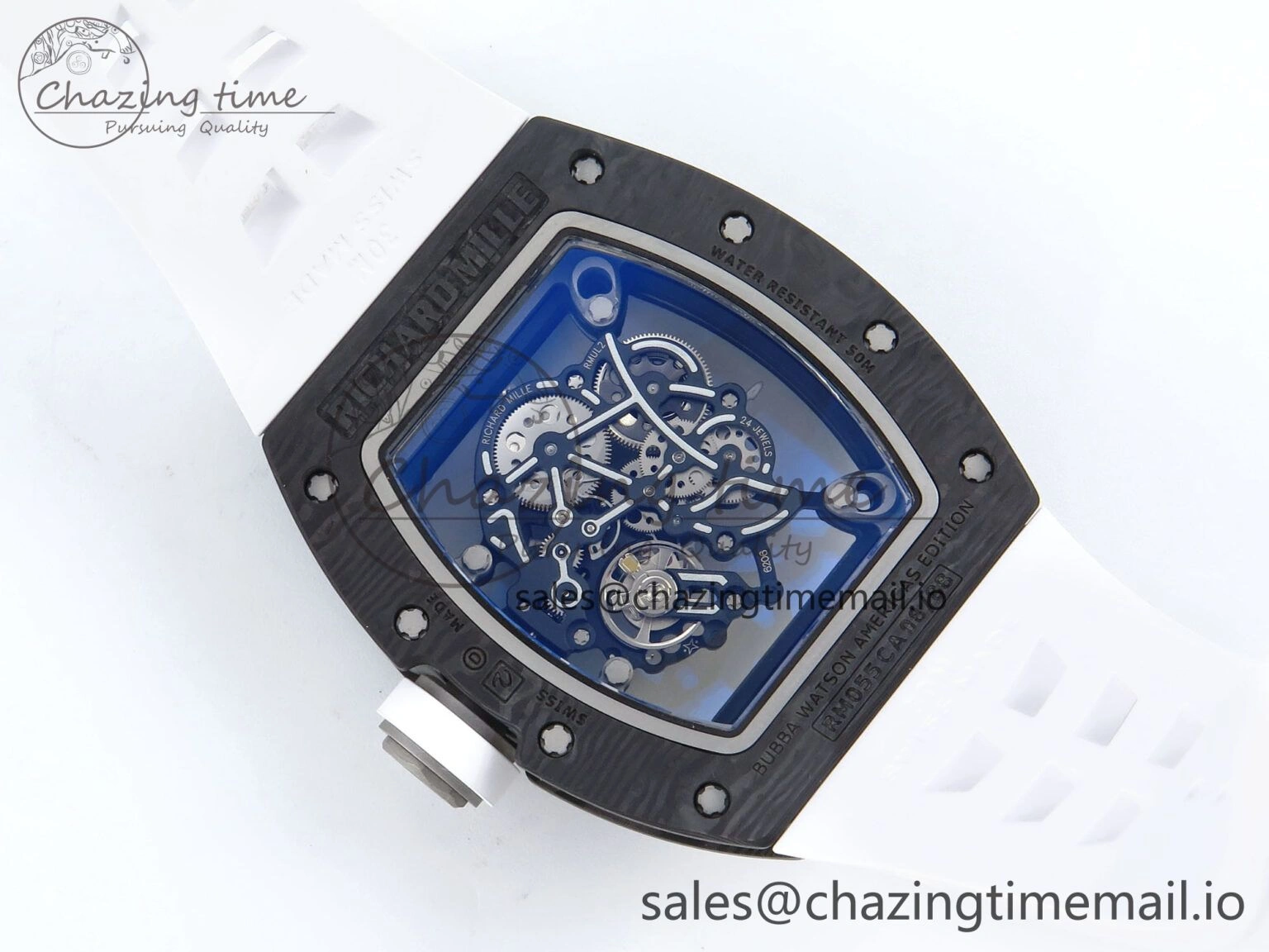 Refined RM055 NTPT Ti ZF 1:1 Best Edition White Bezel White Crown on Shark Rubber Strap RMUL2 Super Clone 9201