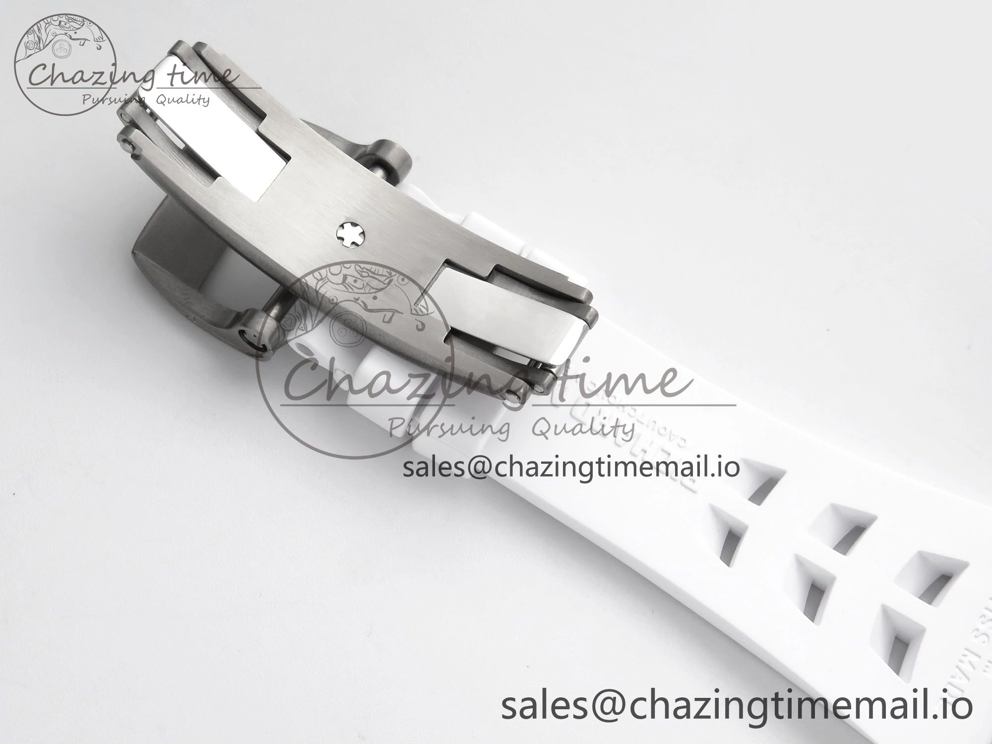 Refined RM055 NTPT Ti ZF 1:1 Best Edition White Bezel White Crown on Shark Rubber Strap RMUL2 Super Clone 9201
