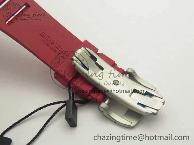 Bold RM055 Real All White Ceramic KVF Best Edition Skeleton Dial Red On Red Rubber Strap MIYOTA8215 V 9486
