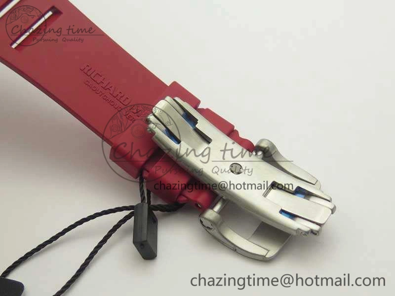 Bold RM055 Real All White Ceramic KVF Best Edition Skeleton Dial Red On Red Rubber Strap MIYOTA8215 V 9486
