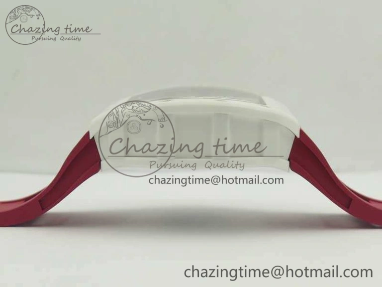 Bold RM055 Real All White Ceramic KVF Best Edition Skeleton Dial Red On Red Rubber Strap MIYOTA8215 V 9486