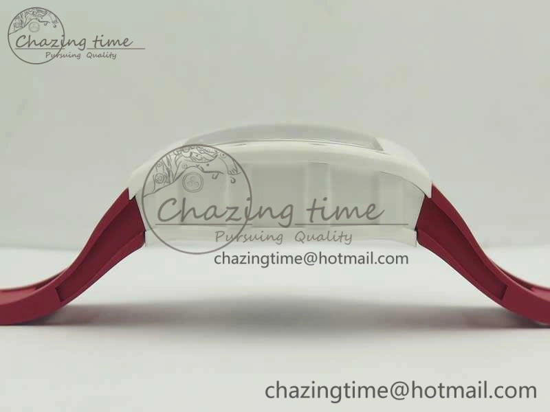 Bold RM055 Real All White Ceramic KVF Best Edition Skeleton Dial Red On Red Rubber Strap MIYOTA8215 V 9486