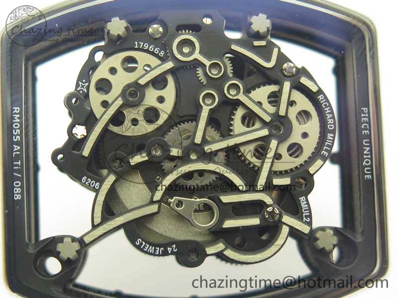 Soft RM055 Real All White Ceramic KVF Best Edition Skeleton Dial Red On Rubber Strap MIYOTA8215 V 9488