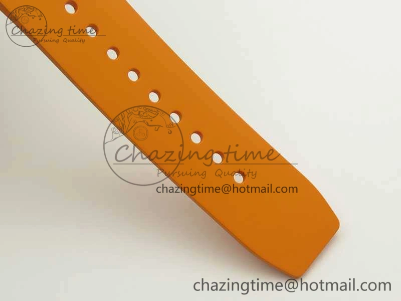 RM055 Real All White Ceramic KVF Best Edition Skeleton Dial White On Orange Rubber Strap MIYOTA8215 V Attractive 9487