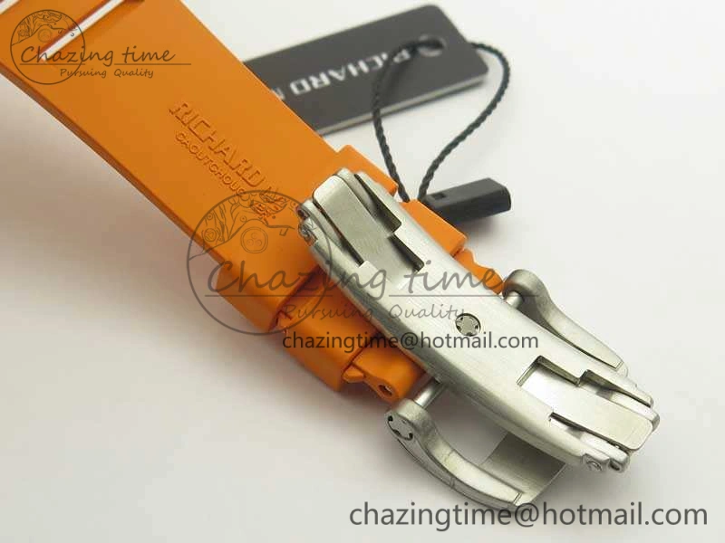 RM055 Real All White Ceramic KVF Best Edition Skeleton Dial White On Orange Rubber Strap MIYOTA8215 V Attractive 9487