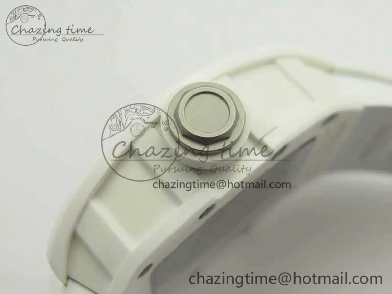 RM055 Real All White Ceramic KVF Best Edition Skeleton Dial White On Rubber Strap MIYOTA8215 V Seasonal 9489