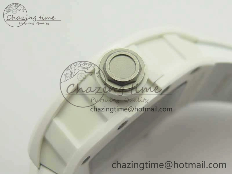 RM055 Real All White Ceramic KVF Best Edition Skeleton Dial White On Rubber Strap MIYOTA8215 V Seasonal 9489