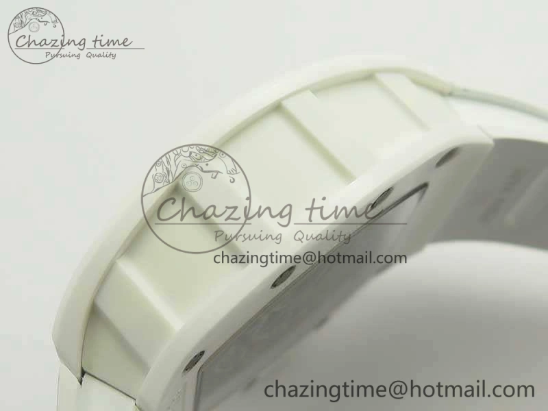 RM055 Real All White Ceramic KVF Best Edition Skeleton Dial White On Rubber Strap MIYOTA8215 V Seasonal 9489