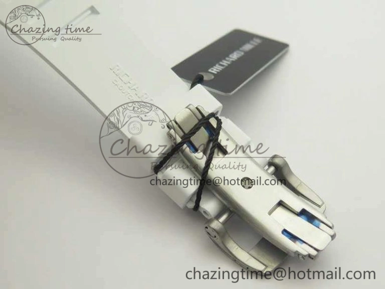 RM055 Real All White Ceramic KVF Best Edition Skeleton Dial White On Rubber Strap MIYOTA8215 V Seasonal 9489