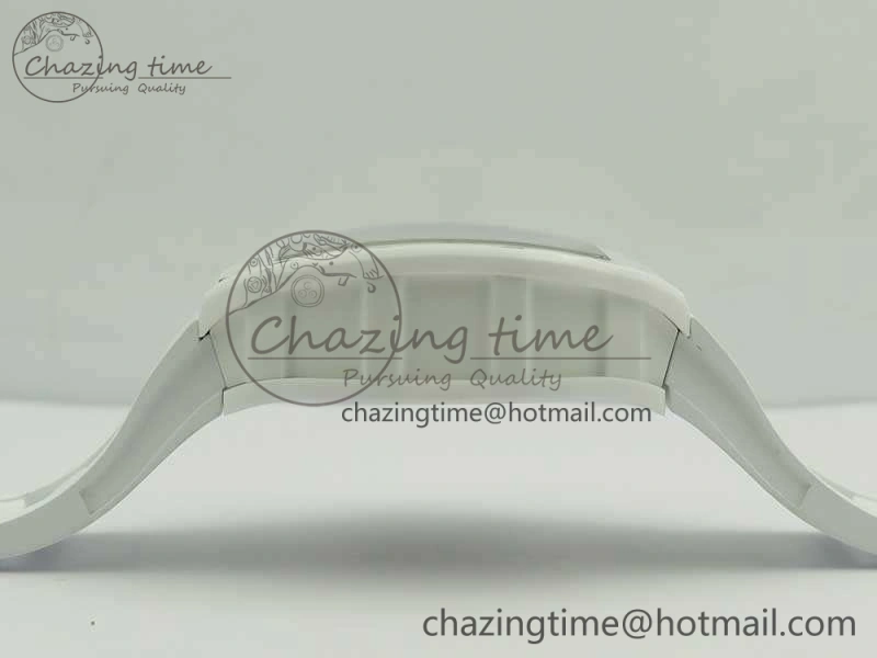 RM055 Real All White Ceramic KVF Best Edition Skeleton Dial White On Rubber Strap MIYOTA8215 V Seasonal 9489