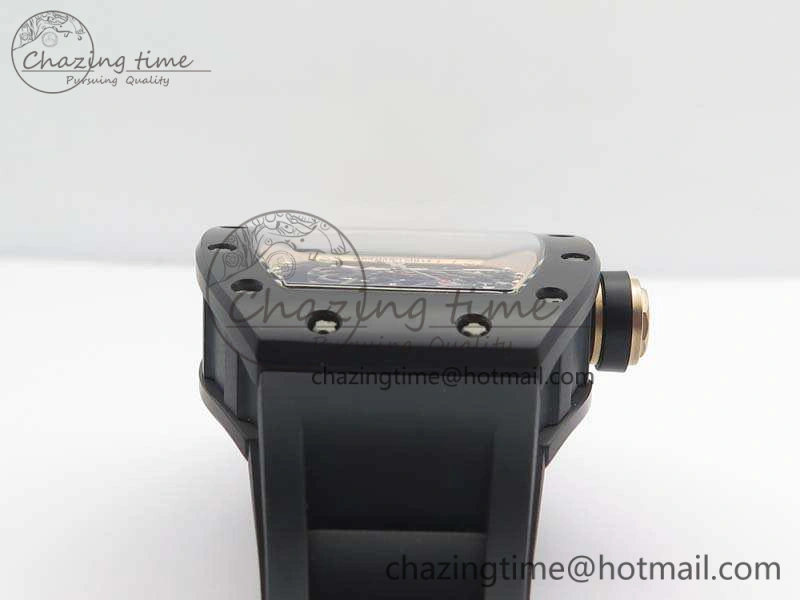 RM055 Real Ceramic Case KVF Best Edition Skeleton Dial RG Crown On Rubber Strap MIYOTA Efficient 9531