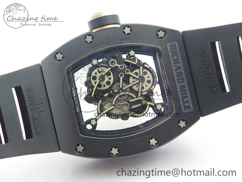 RM055 Real Ceramic Case KVF Best Edition Skeleton Dial RG Crown On Rubber Strap MIYOTA Efficient 9531