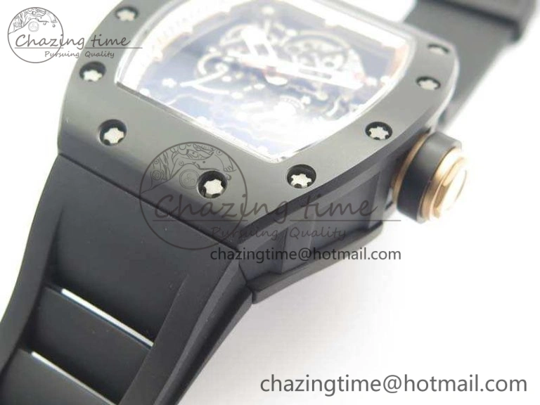 RM055 Real Ceramic Case KVF Best Edition Skeleton Dial RG Crown On Rubber Strap MIYOTA Efficient 9531